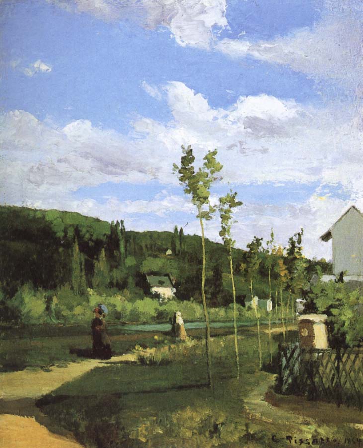 Camille Pissarro Walking along the village